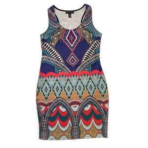Forever 21 Multi-color Abstract Print Bodycon Sleeveless Mini Dress Sz 1…